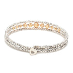 Load image into Gallery viewer, Dazzling Shiny 3-row Flexible Japanese Platinum &amp; Rose Gold Bracelet for Women JL PTB 724
