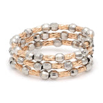 Load image into Gallery viewer, Dazzling Shiny 3-Row Flexible Platinum &amp; Rose Gold Ring with Diamond Cut Balls JL PT 718
