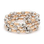 Load image into Gallery viewer, Dazzling Shiny 3-Row Flexible Platinum &amp; Rose Gold Ring with Diamond Cut Balls JL PT 718
