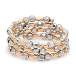 Load image into Gallery viewer, Dazzling Shiny 3-Row Flexible Platinum &amp; Rose Gold Ring with Diamond Cut Balls JL PT 718
