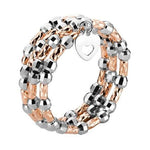 Load image into Gallery viewer, Dazzling Shiny 3-Row Flexible Platinum &amp; Rose Gold Ring with Diamond Cut Balls JL PT 718
