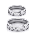 Load image into Gallery viewer, Designer 3 Diamond Platinum Love Bands JL PT R-8007
