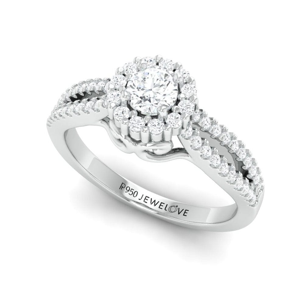 1-Carat Lab Grown Solitaire Platinum Halo Ring with Split Shank JL PT LG G 976-B