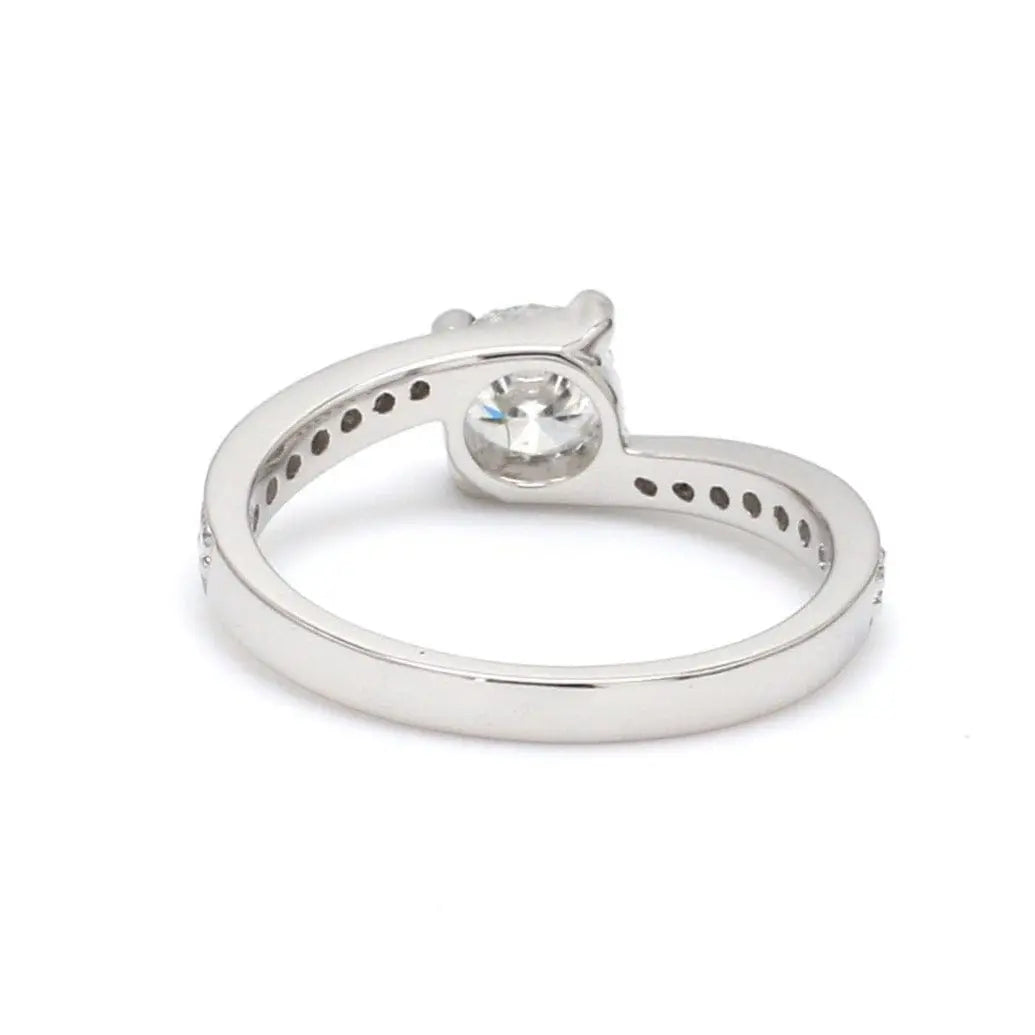 Designer Curvy Platinum Solitaire Engagement Ring for Women JL PT 480