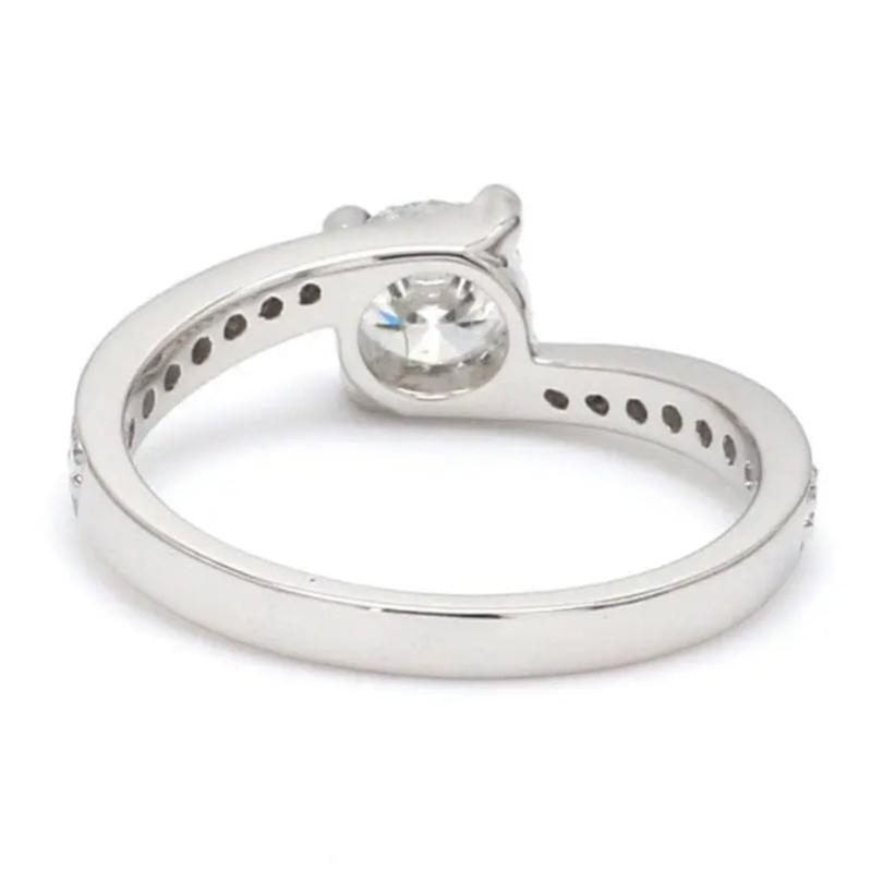 Designer Curvy Platinum Solitaire Engagement Ring for Women JL PT 480