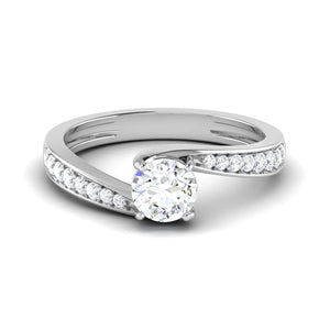 50-Pointer Lab Grown Solitaire Curvy Platinum Engagement Ring for Women JL PT LG G 480