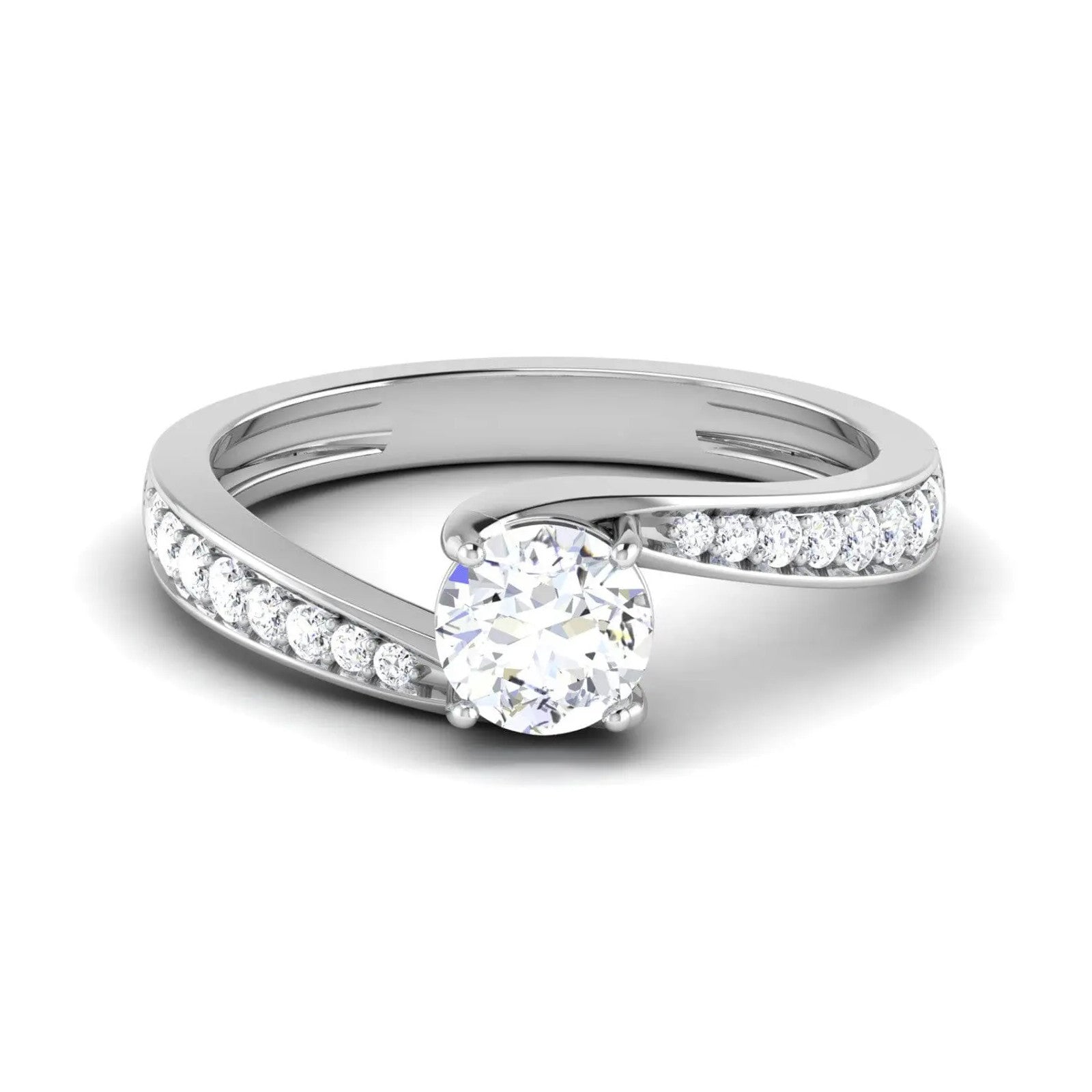 2-Carat Lab Grown Solitaire Curvy Platinum Engagement Ring for Women JL PT LG G 480-D