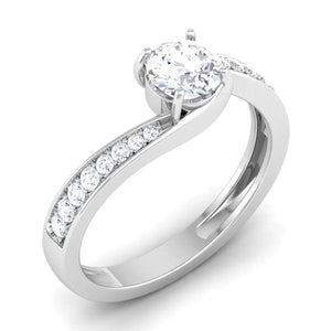 Designer Curvy Platinum Solitaire Engagement Ring for Women JL PT 480