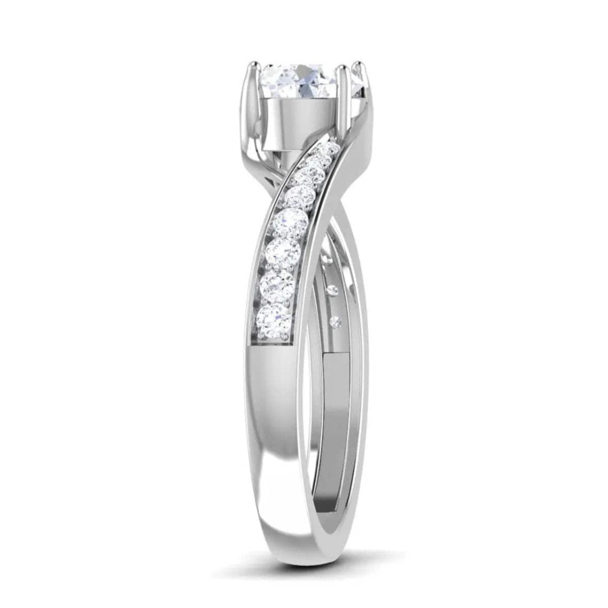 Designer Curvy Platinum Solitaire Engagement Ring for Women JL PT 480