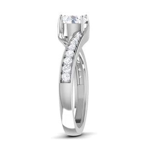 Designer Curvy Platinum Solitaire Engagement Ring for Women JL PT 480