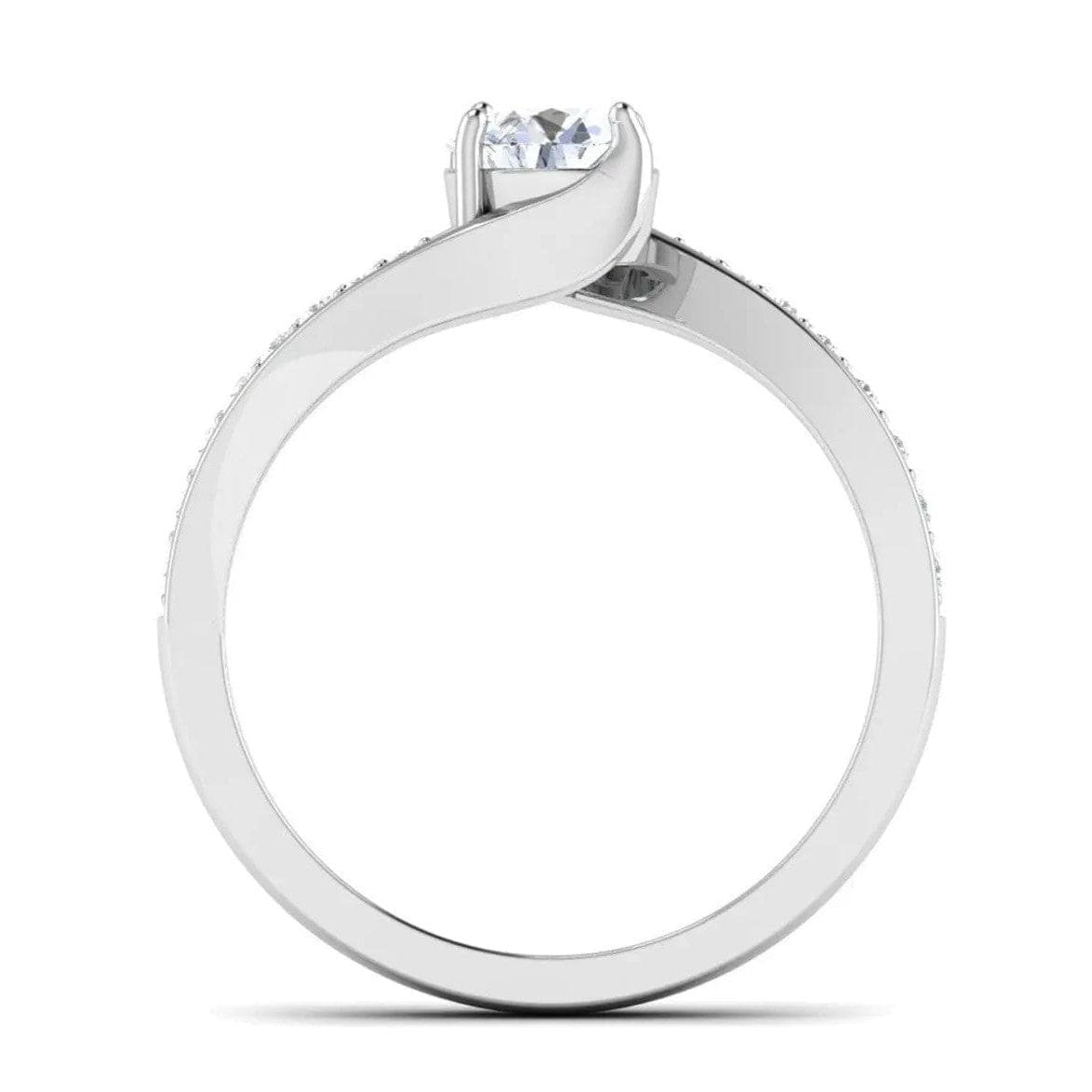 Designer Curvy Platinum Solitaire Engagement Ring for Women JL PT 480