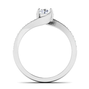 Designer Curvy Platinum Solitaire Engagement Ring for Women JL PT 480