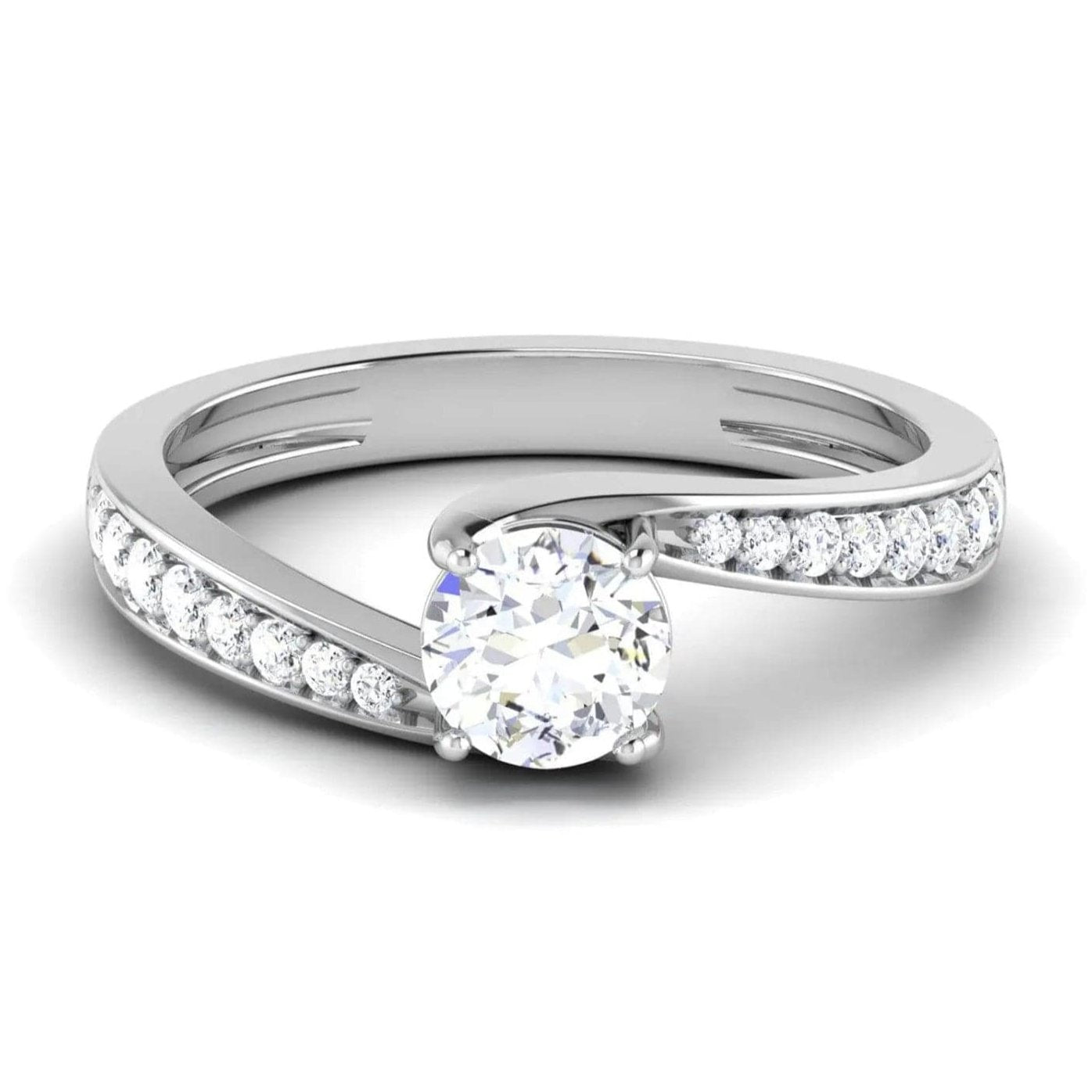 Designer Curvy Platinum Solitaire Engagement Ring for Women JL PT 480