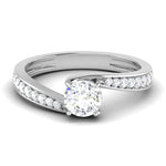 Load image into Gallery viewer, Designer Curvy Platinum Solitaire Engagement Ring for Women JL PT 480
