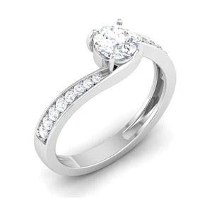 Designer Curvy Platinum Solitaire Engagement Ring for Women JL PT 480