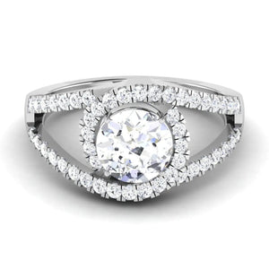 Designer Curvy Platinum Solitaire Engagement Ring for Women JL PT 516