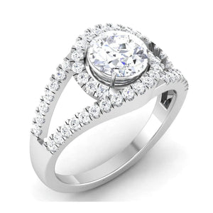 Designer Curvy Platinum Solitaire Engagement Ring for Women JL PT 516