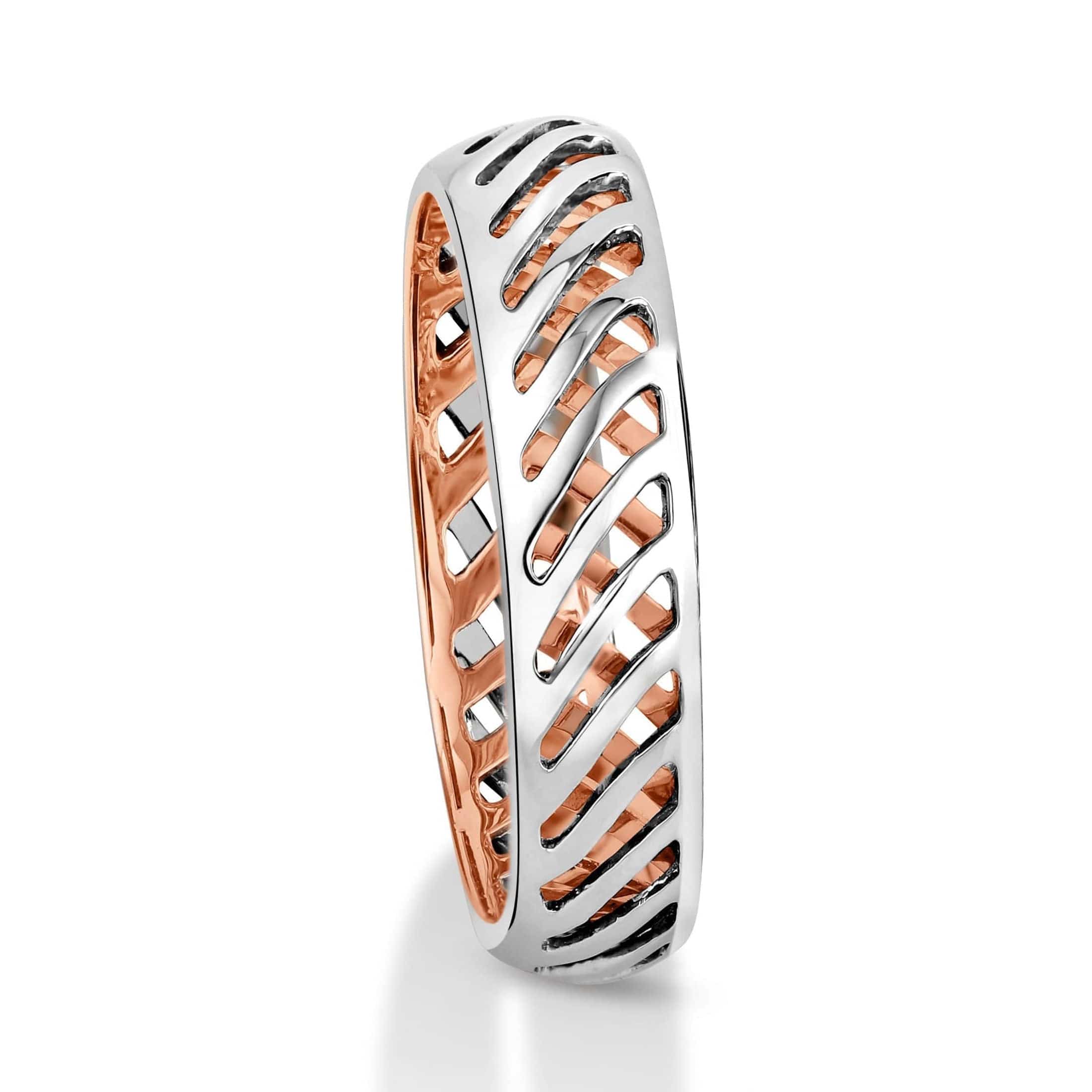 Designer Diamonds Platinum Love Bands with Rose Gold JL PT 1070