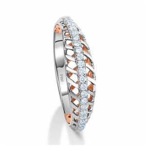 Designer Diamonds Platinum Love Bands with Rose Gold JL PT 1070