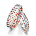 Load image into Gallery viewer, Designer Diamonds Platinum Love Bands with Rose Gold JL PT 1070
