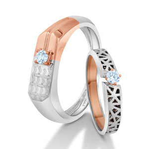 Designer Diamonds Platinum Love Bands with Rose Gold JL PT 1104