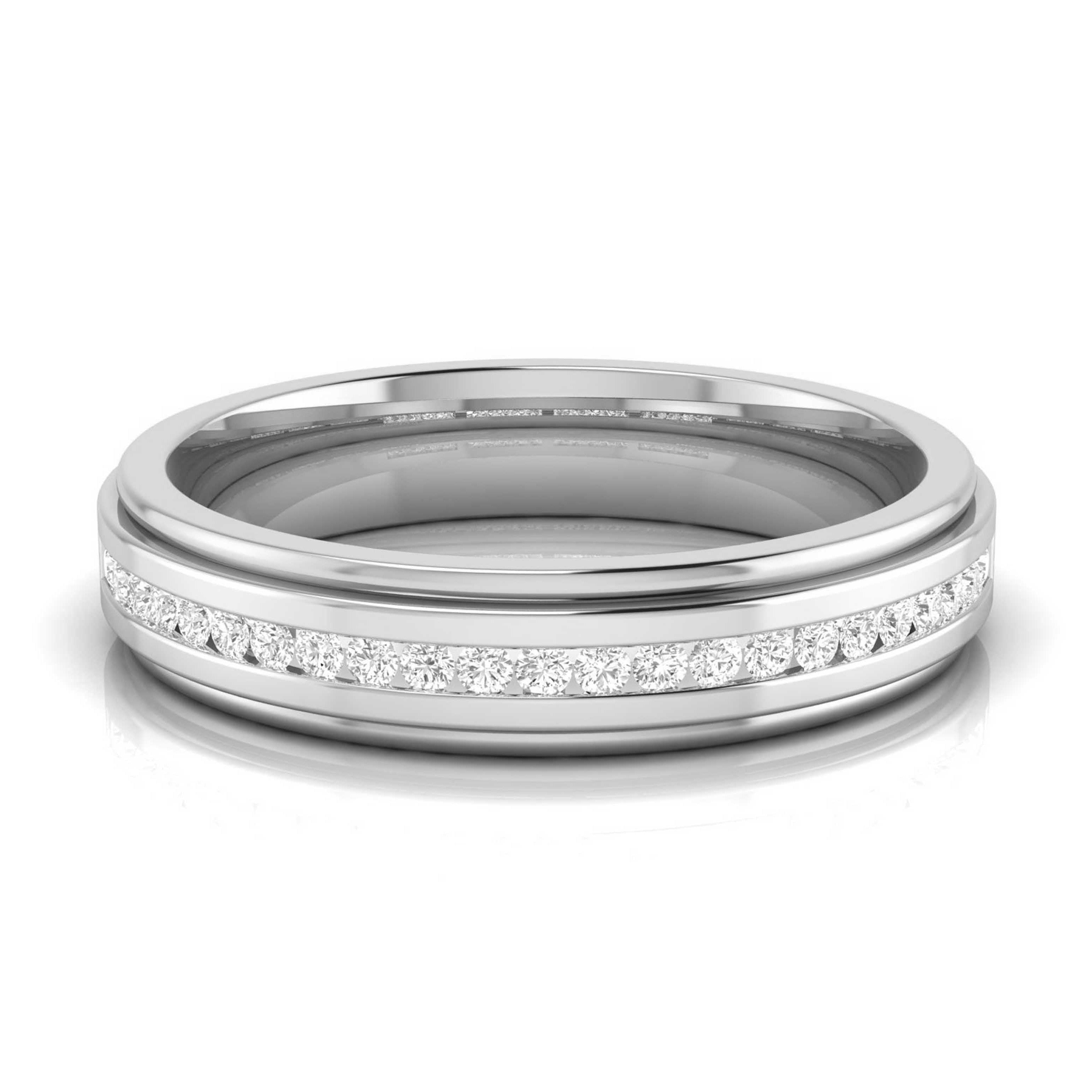 Designer Half Eternity & Plain Platinum Couple Rings JL PT 524