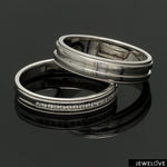 Load image into Gallery viewer, Designer Half Eternity &amp; Plain Platinum Couple Rings JL PT 524
