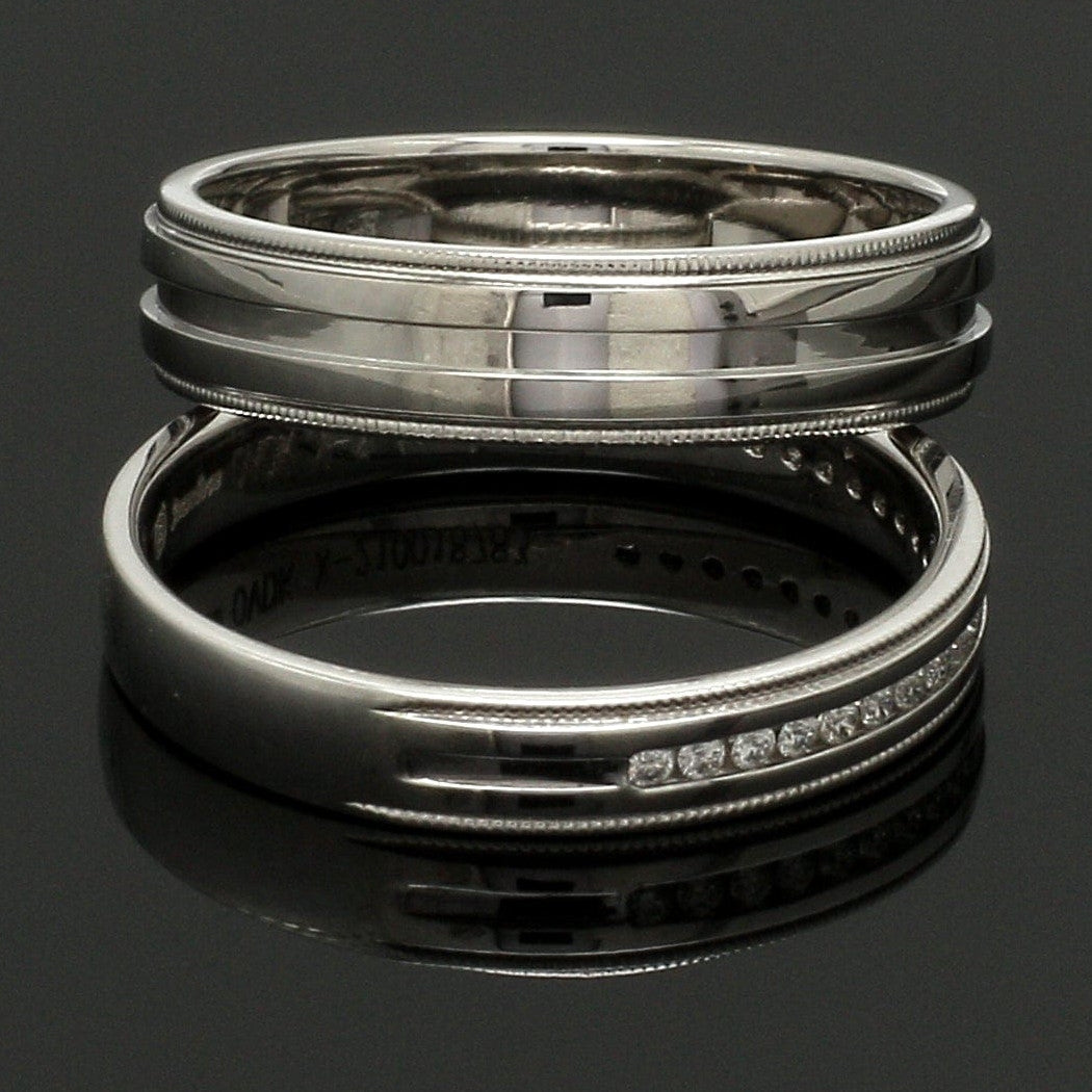 Designer Half Eternity & Plain Platinum Couple Rings JL PT 524