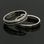 Load image into Gallery viewer, Designer Half Eternity &amp; Plain Platinum Couple Rings JL PT 524
