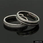 Load image into Gallery viewer, Designer Half Eternity &amp; Plain Platinum Couple Rings JL PT 524
