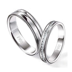 Load image into Gallery viewer, Designer Half Eternity &amp; Plain Platinum Couple Rings JL PT 524
