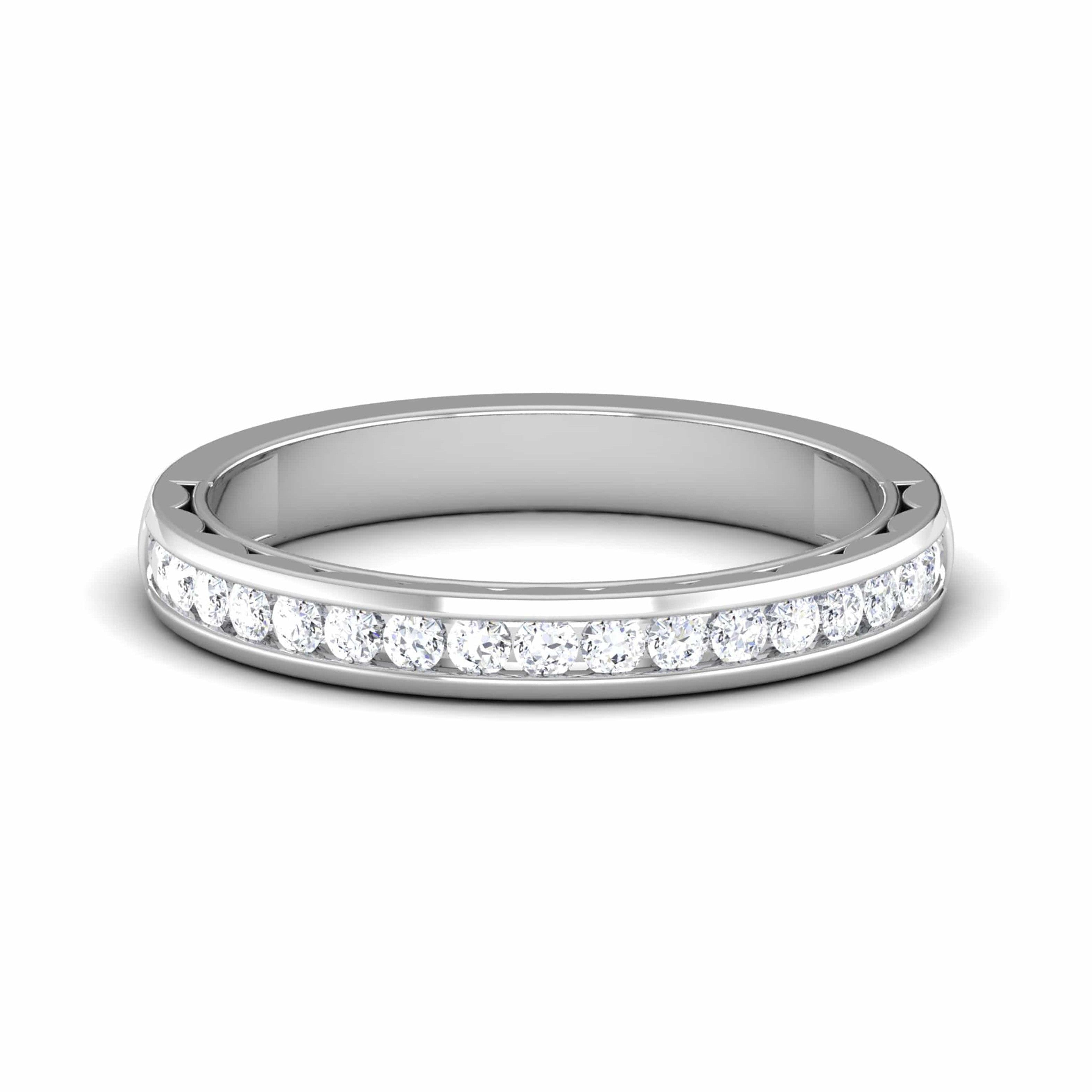 Designer Half Eternity Platinum Wedding Band with Channel Setting JL PT 6731