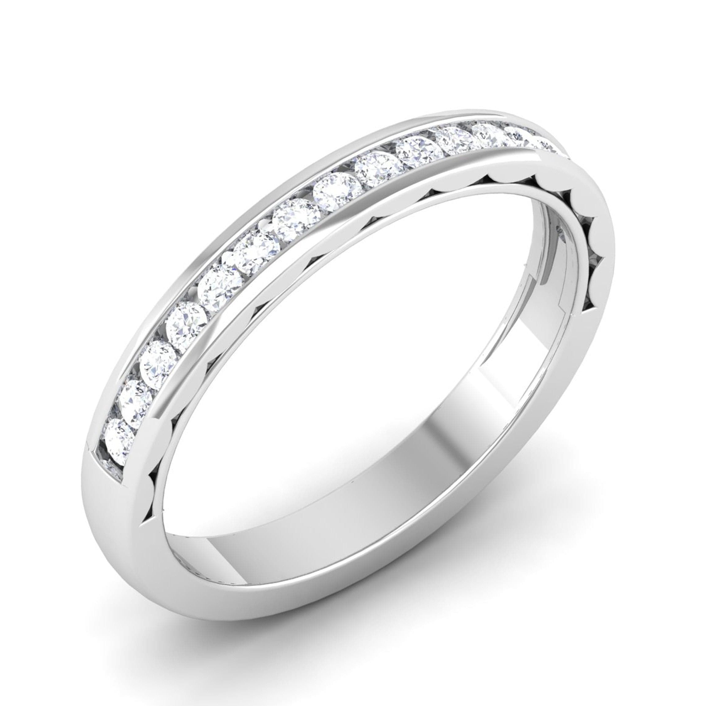 Designer Half Eternity Platinum Wedding Band with Channel Setting JL PT 6731