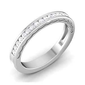 Designer Half Eternity Platinum Wedding Band with Diamonds JL PT 6771