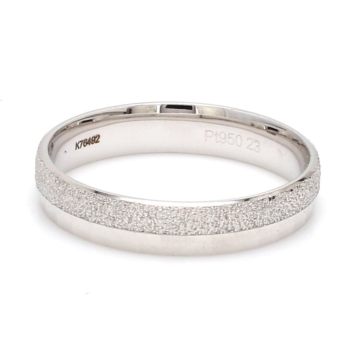 Designer Half Rough Texture Japanese Platinum Love Bands with JL PT 1023