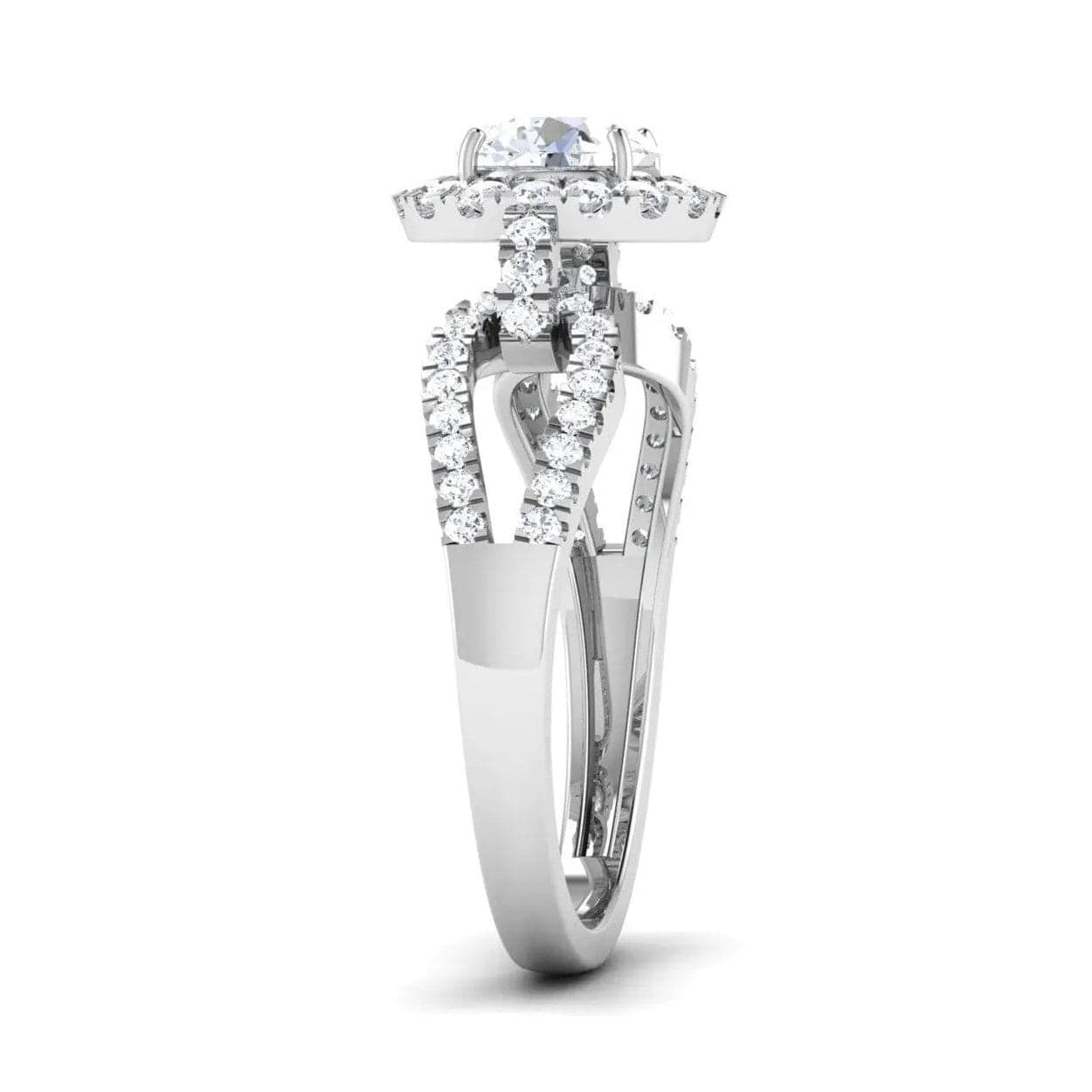 Designer Halo Solitaire Engagement Ring in Platinum JL PT 514