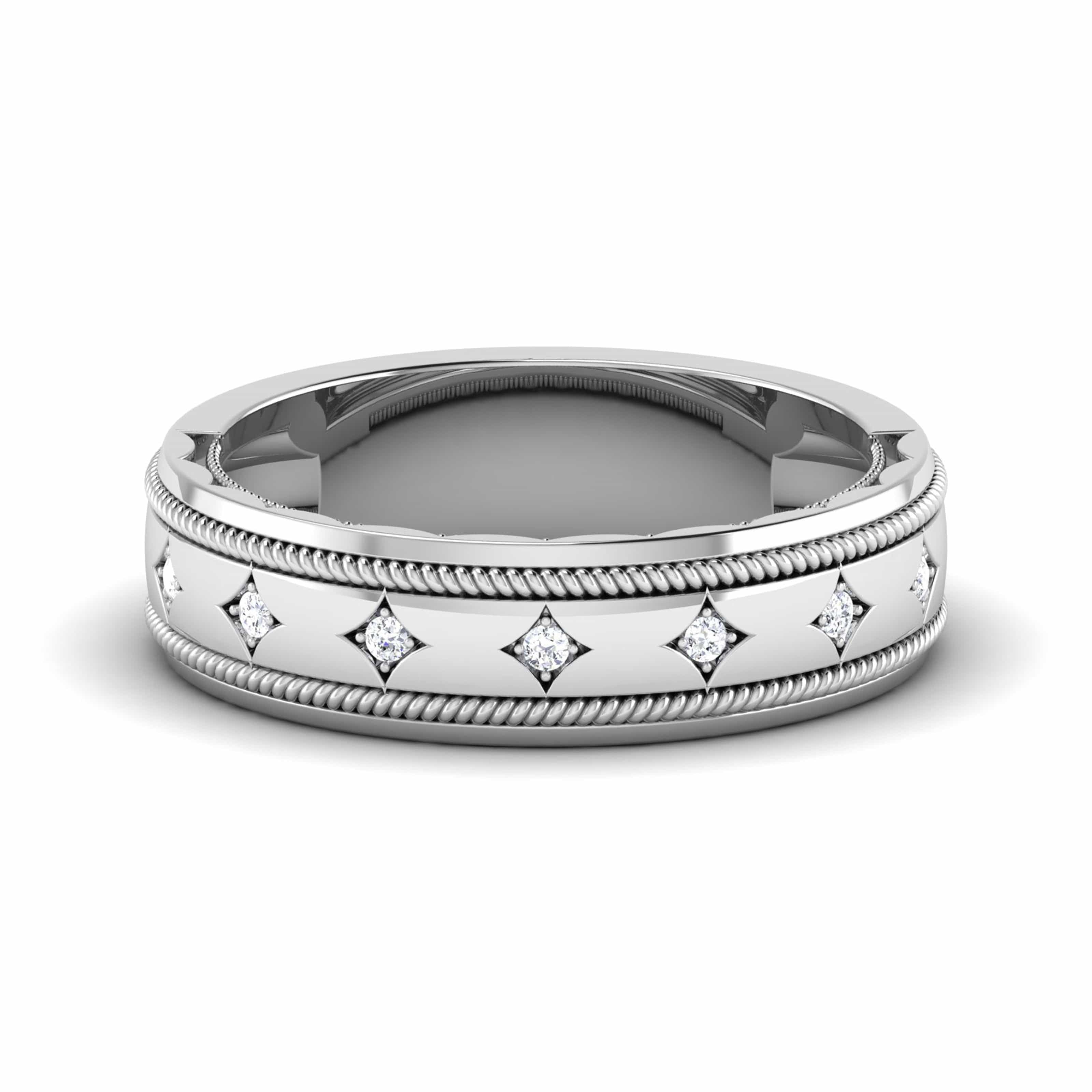 Designer Men's Platinum Wedding Ring with Diamonds JL PT 6742