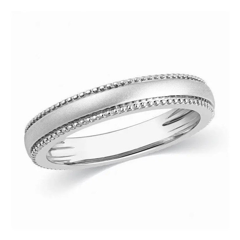 Designer Milgrain Plain Platinum Wedding Band with Matte Finish JL PT 310