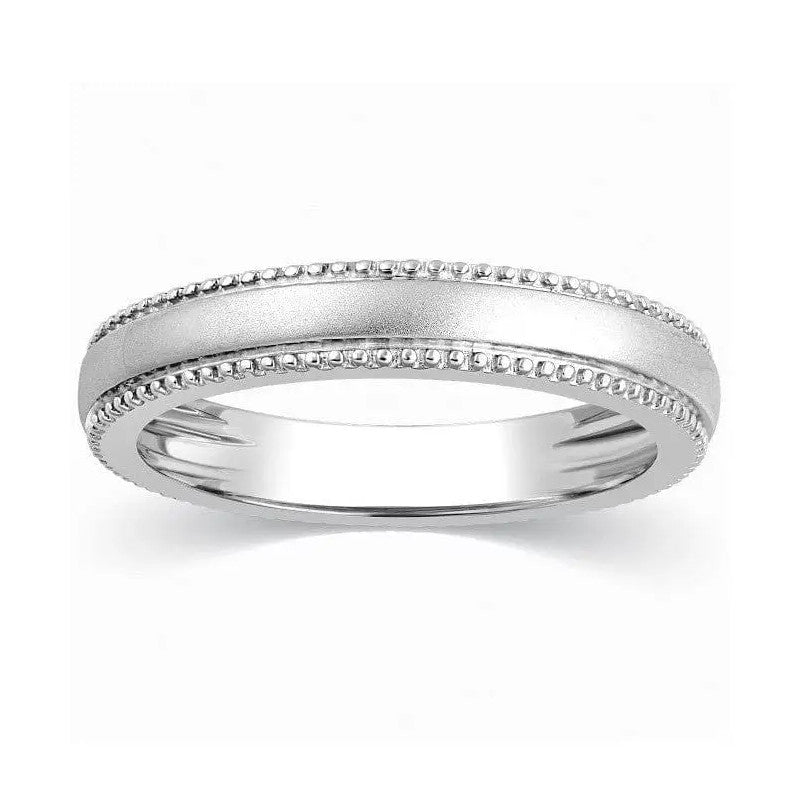 Designer Milgrain Plain Platinum Wedding Band with Matte Finish JL PT 310