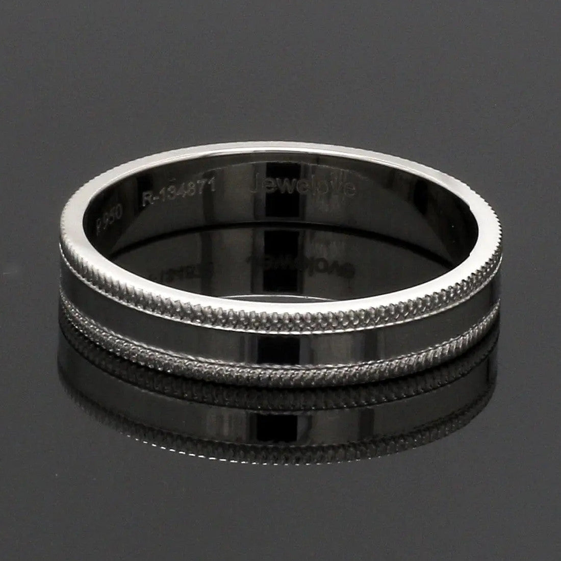 Designer Milgrain Plain Platinum Wedding Band with Matte Finish JL PT 310