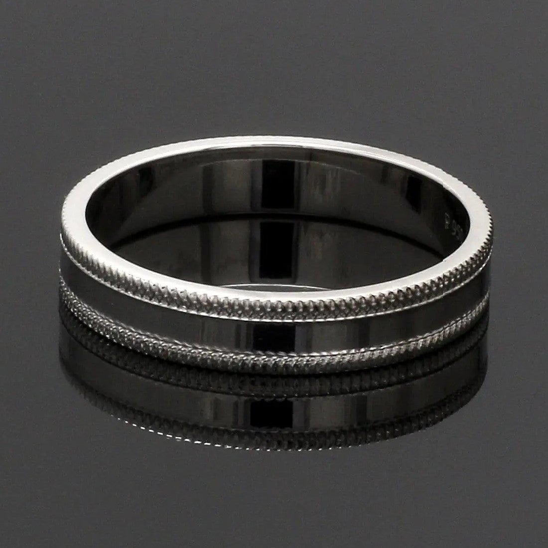 Designer Milgrain Plain Platinum Wedding Band with Matte Finish JL PT 310