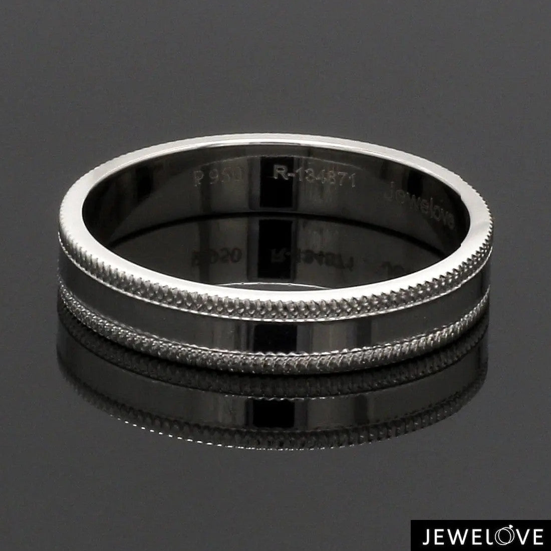 Designer Milgrain Plain Platinum Wedding Band with Matte Finish JL PT 310