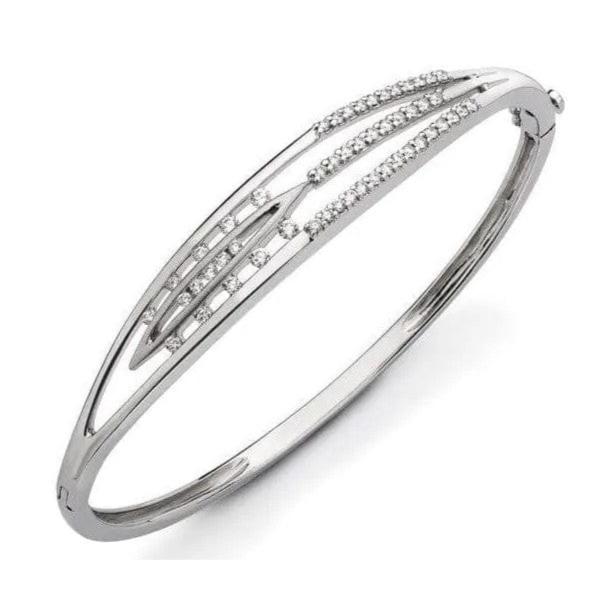 Designer Oval Platinum Bracelet with Diamonds SJ PTB 109