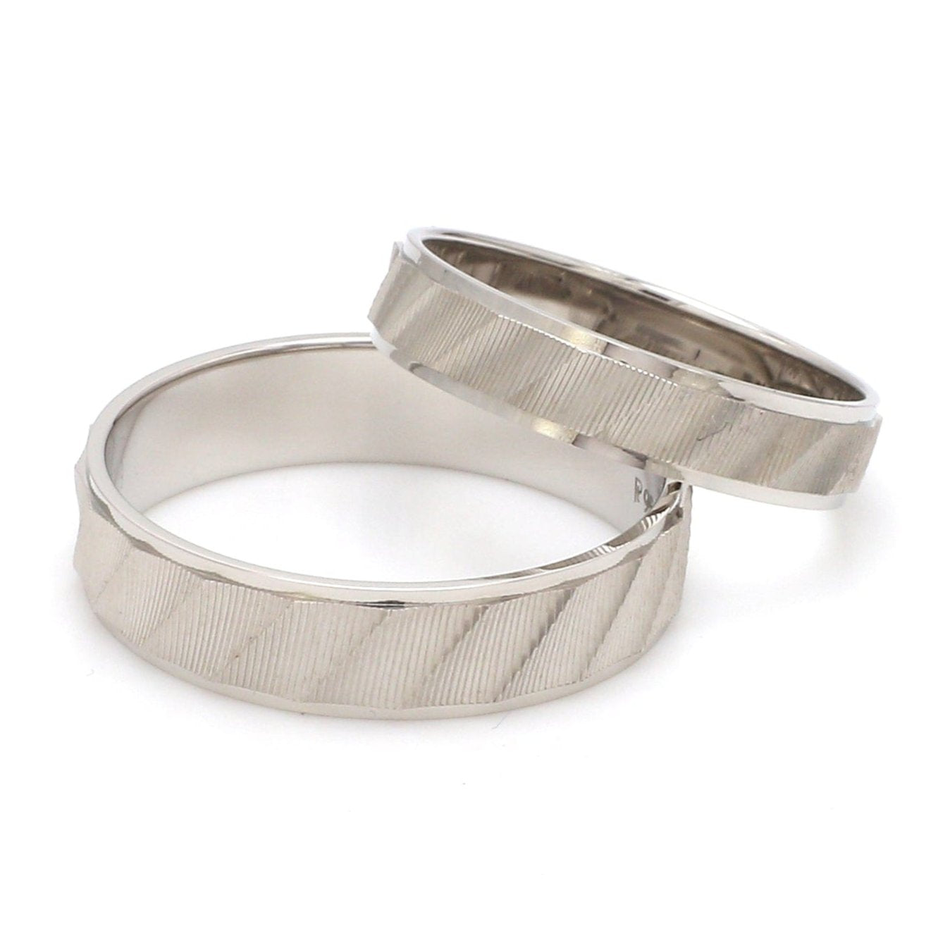 Designer Plain Platinum Love Bands with Unique Slanting Texture JL PT 1108