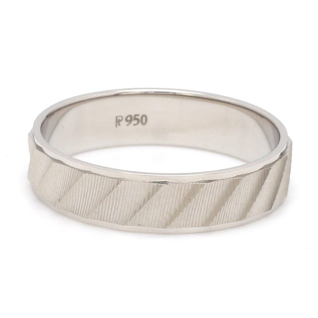 Designer Plain Platinum Love Bands with Unique Slanting Texture JL PT 1108