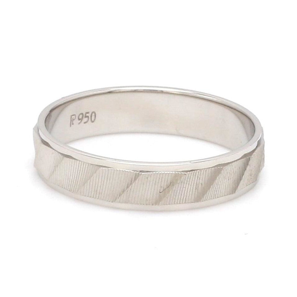 Designer Plain Platinum Love Bands with Unique Slanting Texture JL PT 1108