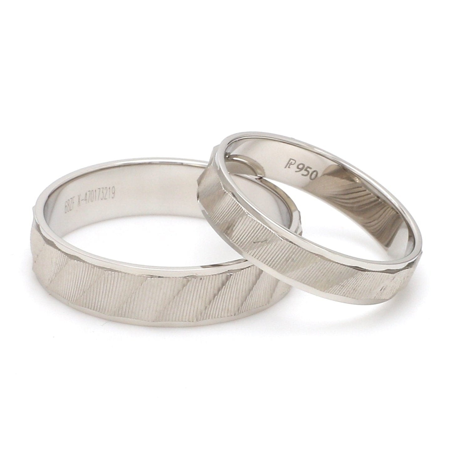 Designer Plain Platinum Love Bands with Unique Slanting Texture JL PT 1108