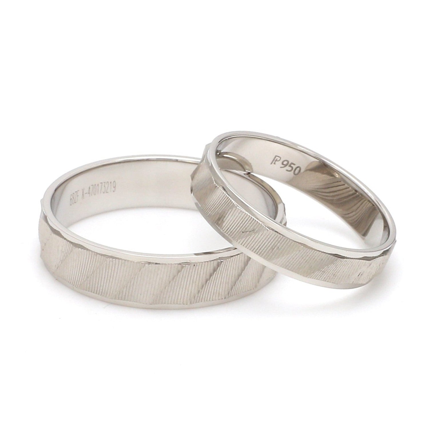 Designer Plain Platinum Love Bands with Unique Slanting Texture JL PT 1108