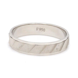 Designer Plain Platinum Love Bands with Unique Slanting Texture JL PT 1108