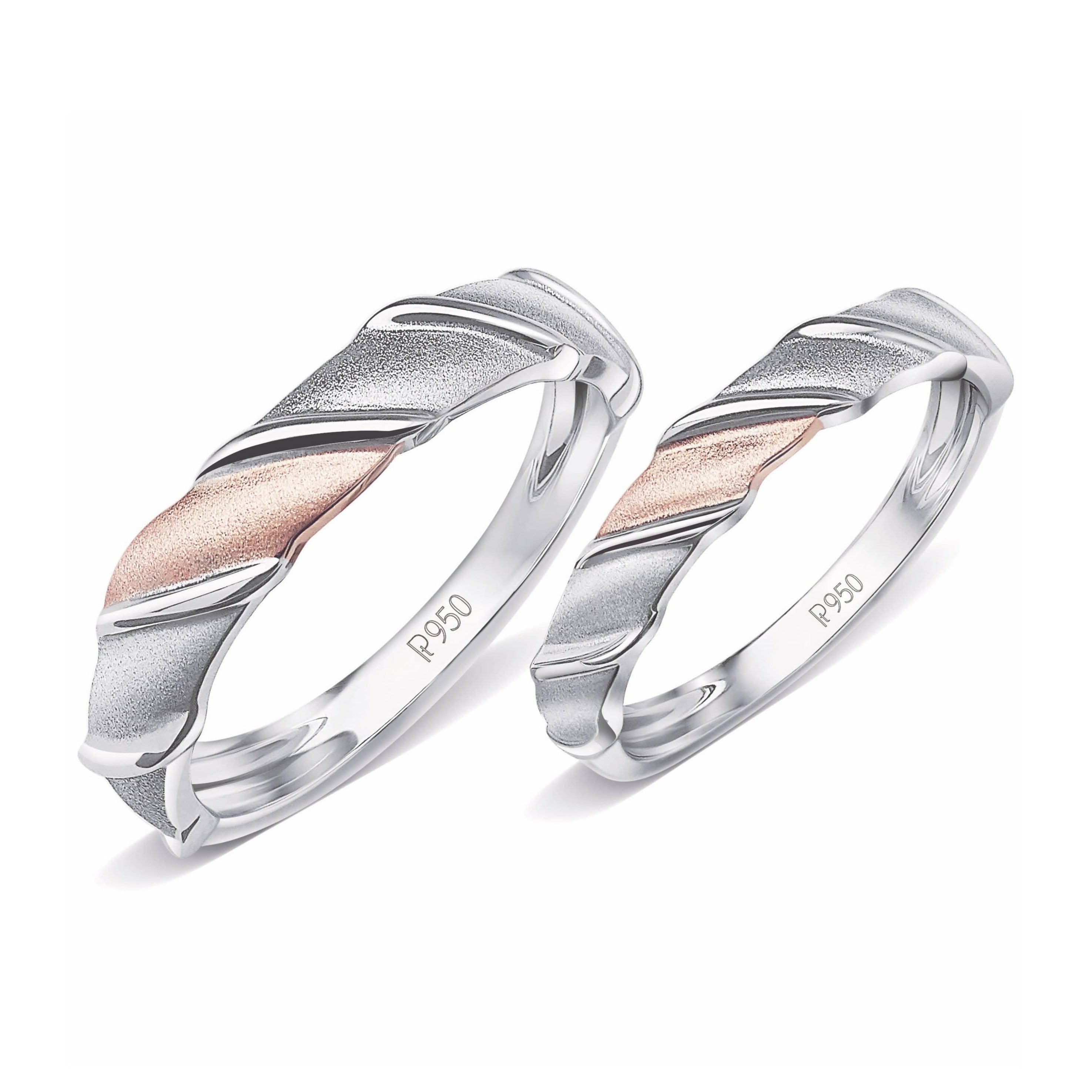 Designer Plain Platinum & Rose Gold Love Bands JL PT 910